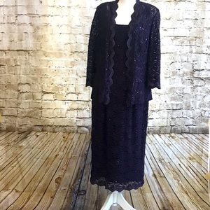 Alex Evenings beautiful sequin 2 piece midi dress.